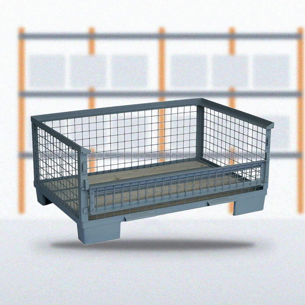 Halbhohe Gitterbox mit halber Klappe