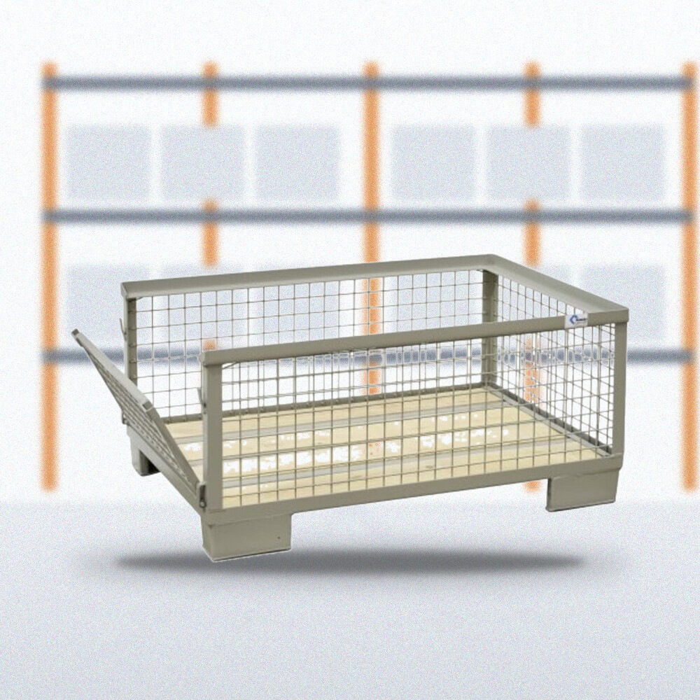 Halbhohe Gitterbox mit klappbarer Schmalseite